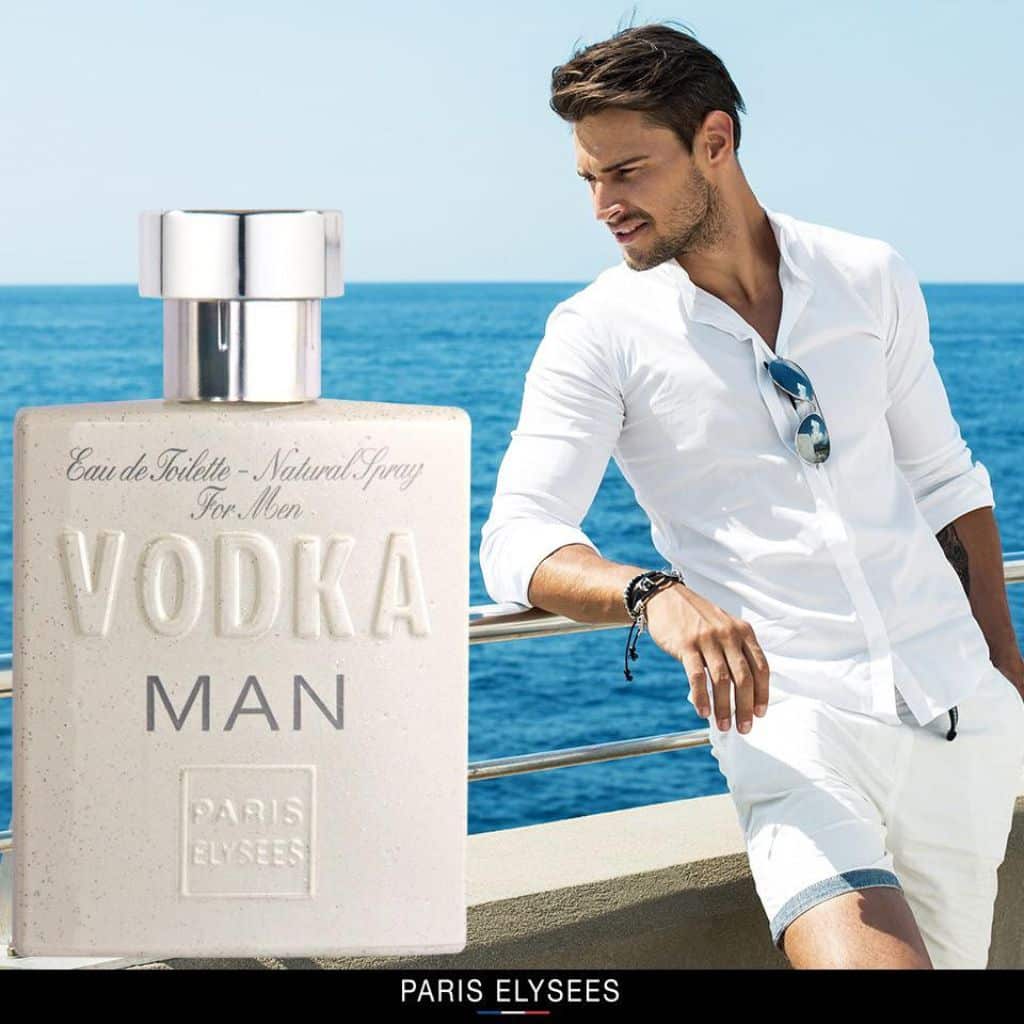 Vodka Man Paris Elysees Perfume Masculino 100 ml imagem fundo azul