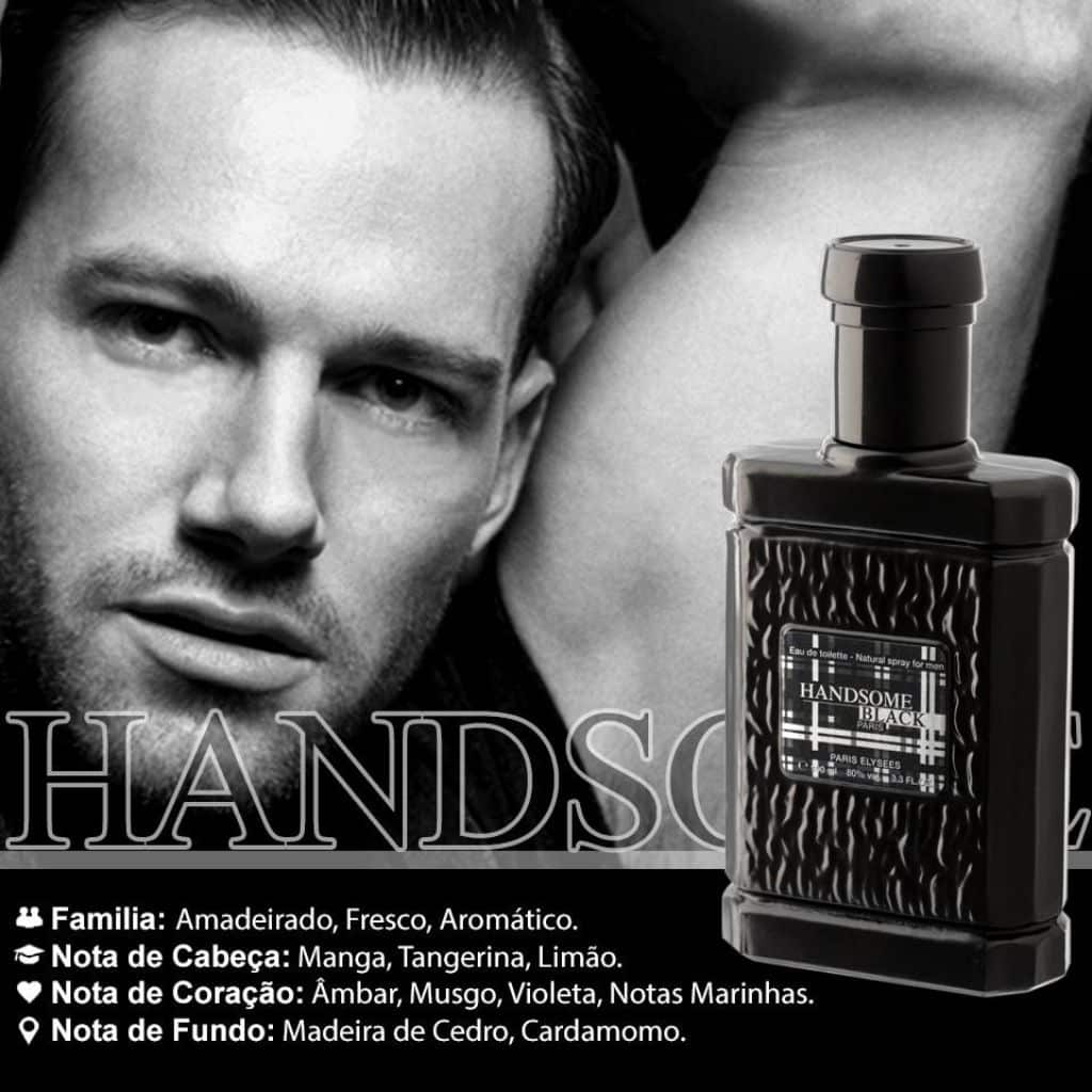 Handsome Black Paris Elysees Perfume Masculino 100ml Imagem com as notas do Perfume