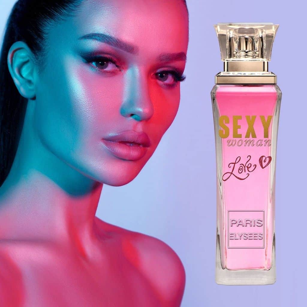 Sexy Woman Love Paris Elysees Perfume Feminino 100 ml imagem fundo azul